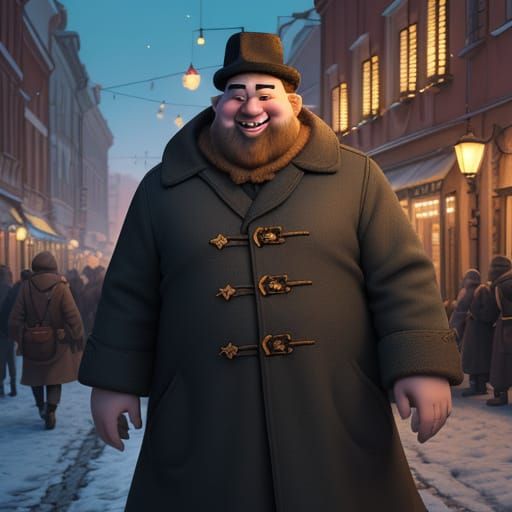 Drunk Russian Man in Pixar Style