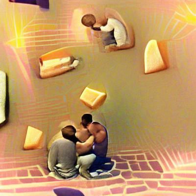 Gay Men Sharing Cheese Board Bonding Moment