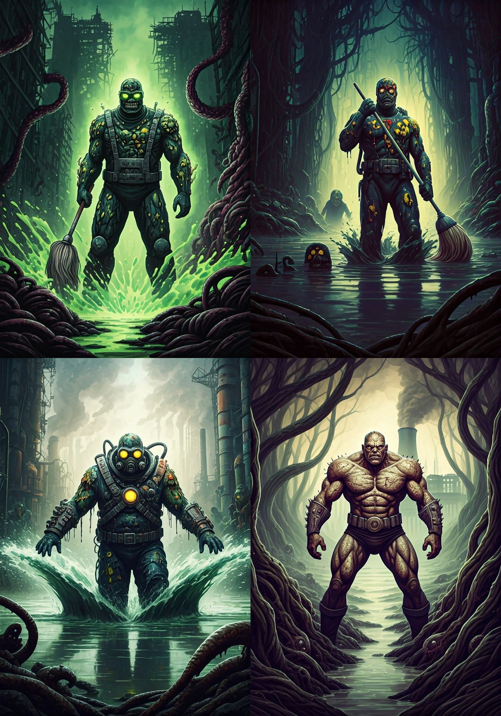 Fantastical Watercolor Concept Art in Deep Complementary Col...