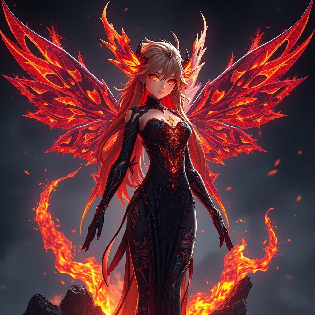 Volcanic Fairy in Hyper-Detailed 3D Anime Style