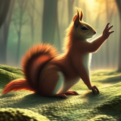 Dark Fantasy Squirrel in Detailed Matte Painting