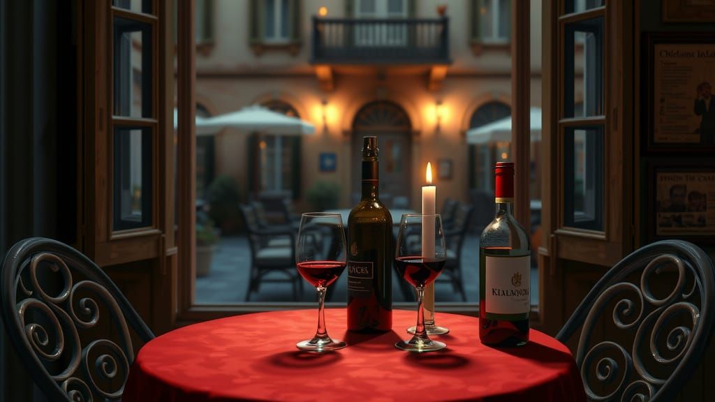 Romantic Italian Bistro at Sunset