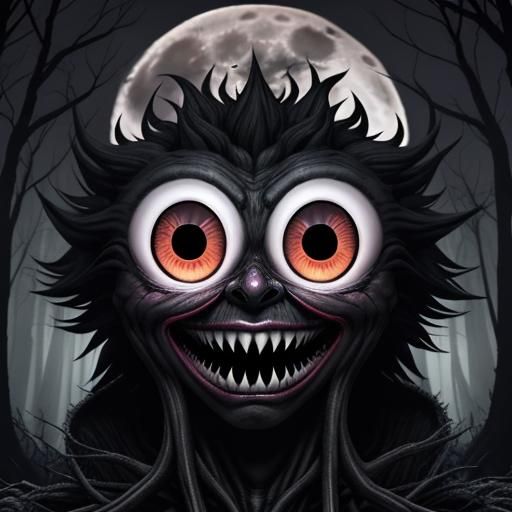 Creepy Moonlit Creature in Digital Art Style