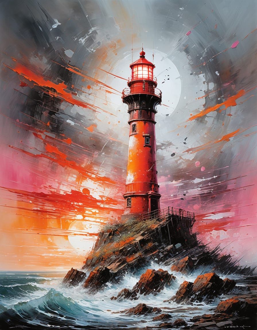 Abstract Lighthouse in Complementary Colors