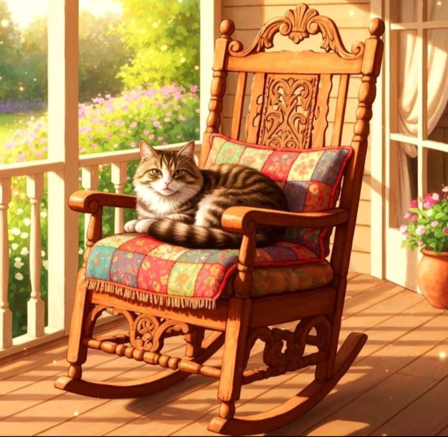 Nostalgic Watercolour Cat Napping in Sunlight