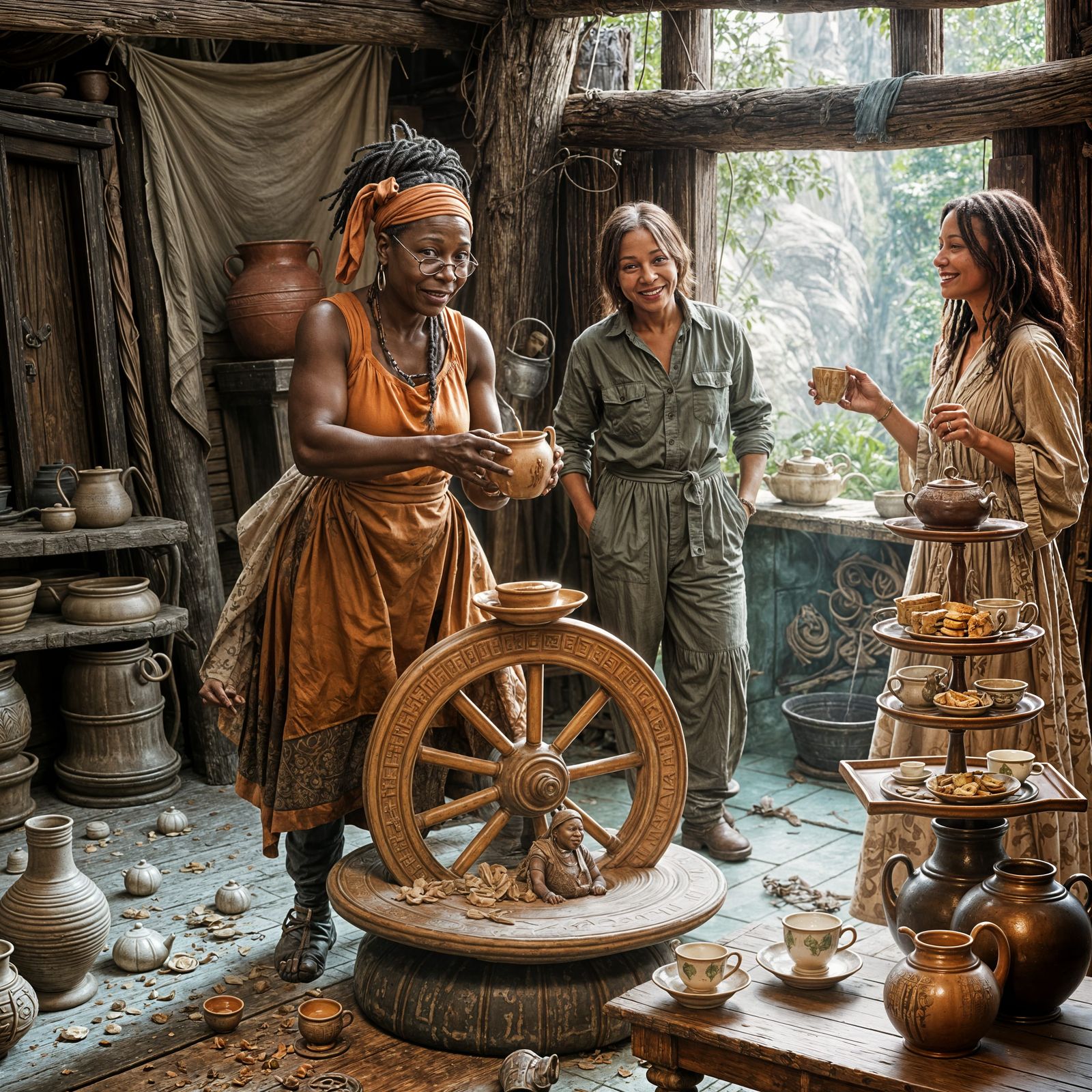 Ethereal Tea Party Fantasy in Vibrant, Fantastical Style