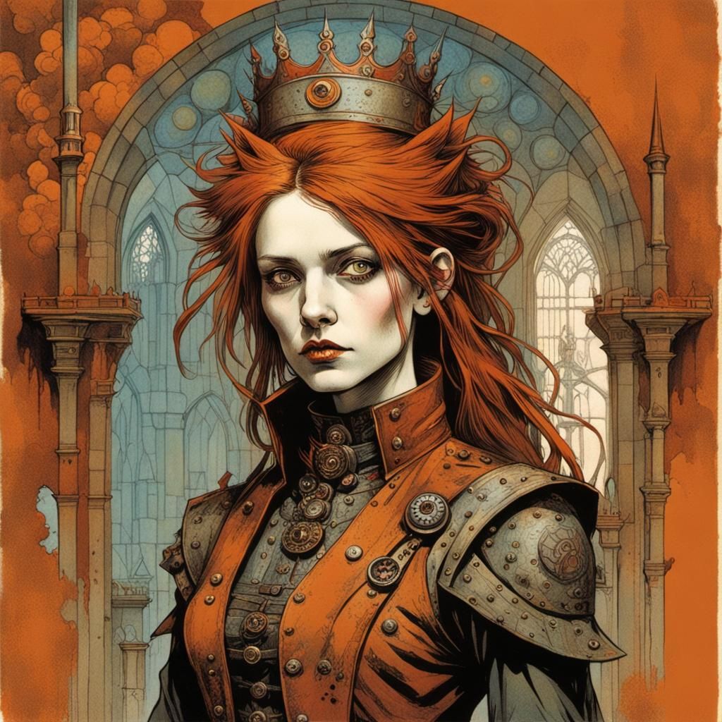 Gothic Punk Princess Portrait in Dark Fantasy Style