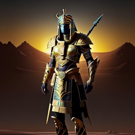 Heroic Fantasy Warrior in Ancient Egyptian-Inspired SCARAB A...
