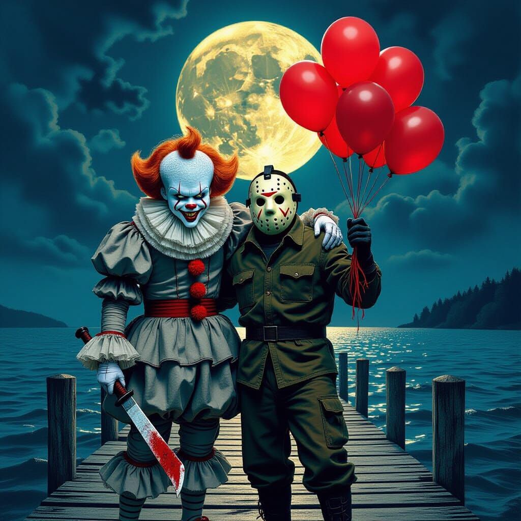 Pennywise and Jason Voorhees at Camp Crystal Lake