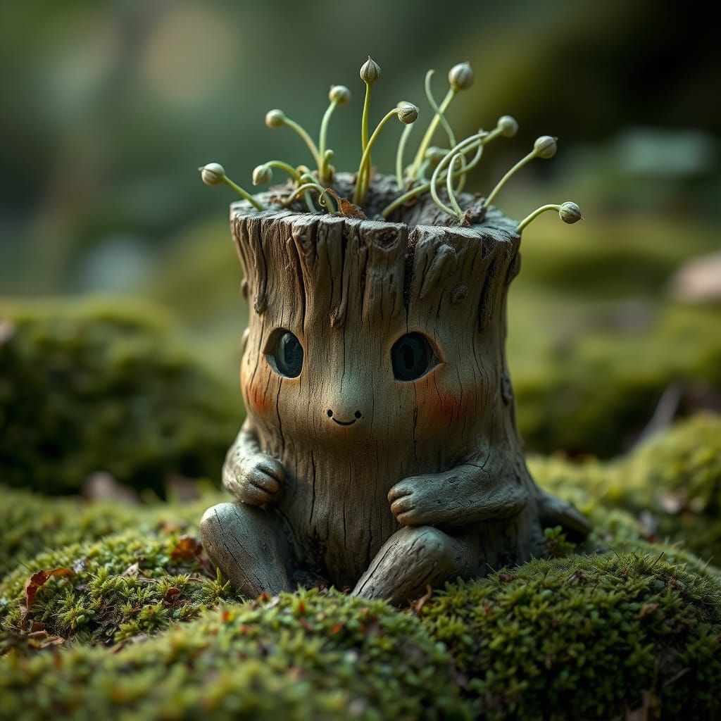 Chubby Tree Stump Spirit in Mossy Glade