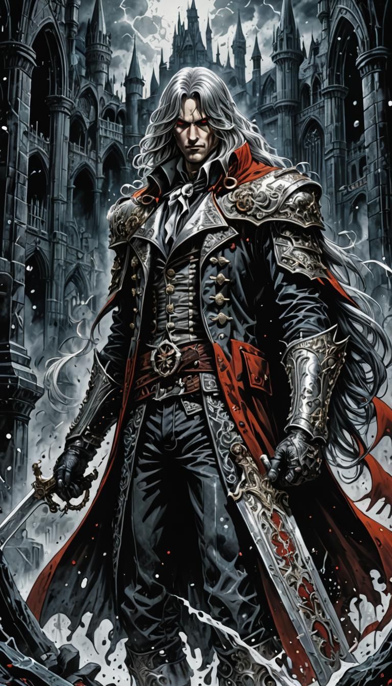 Alucard Castlevania in Graphic Novel Style