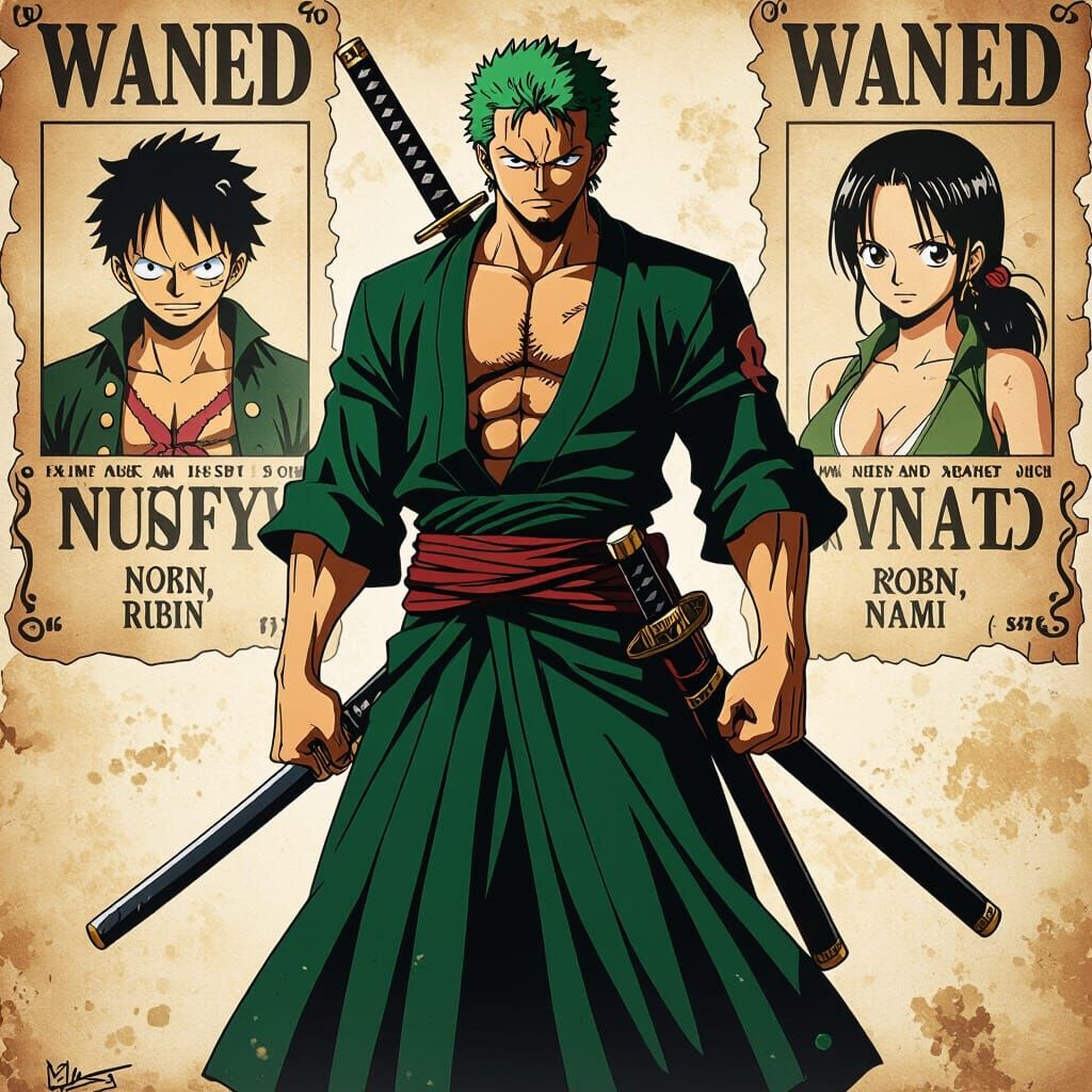 Zoro with Katanas, Dramatic Lighting