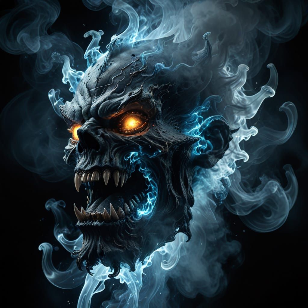 Luminescent Smoke Demon with Electric Eyes