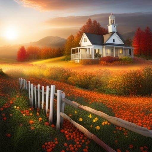 Autumnal Pumpkin Patch Digital Matte Painting