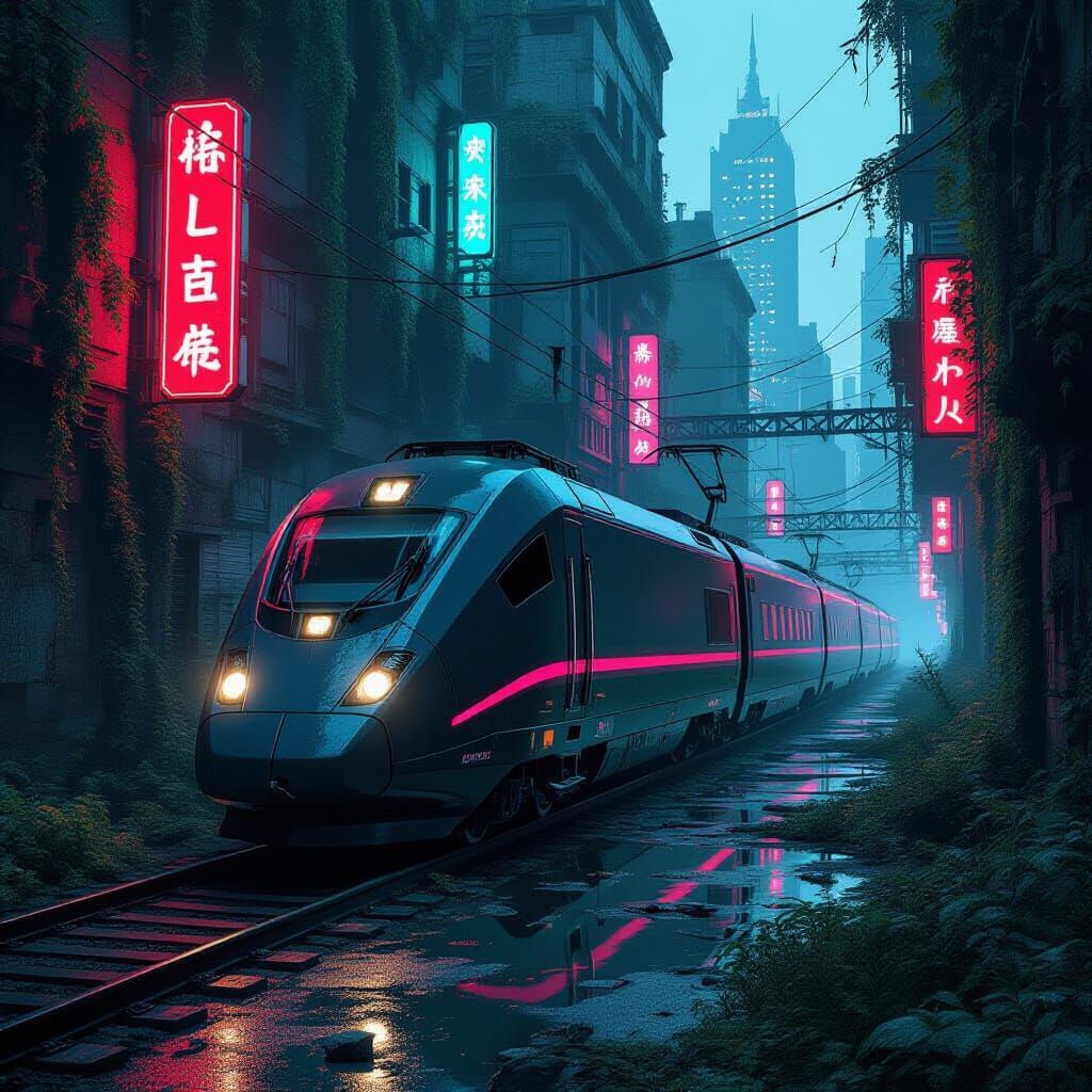 Art Deco Train in Dystopian Urban Decay