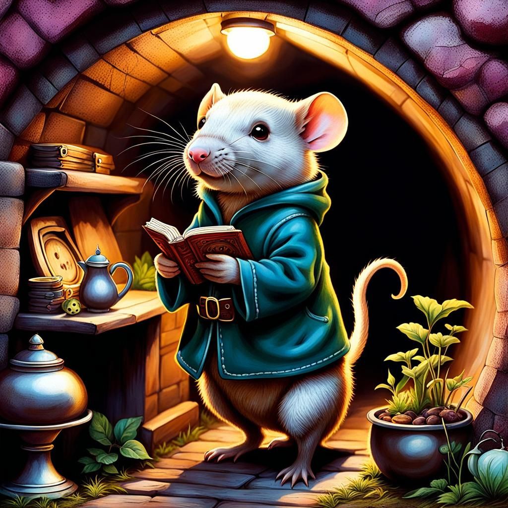 Mole-rat's Cozy Underground Home: Eerie Fantasy Art