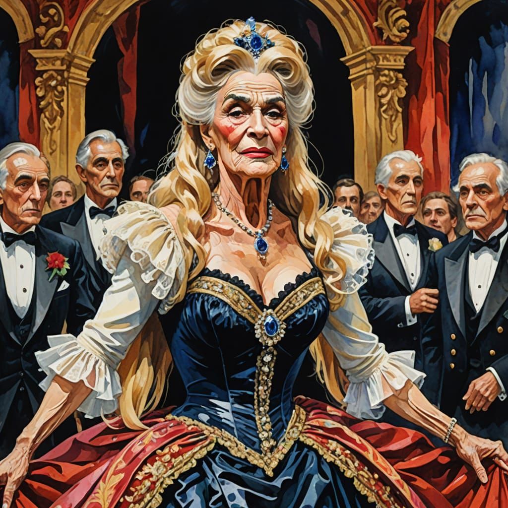 Glamorous Figure in Balkan Dress, Impressionist Gouache