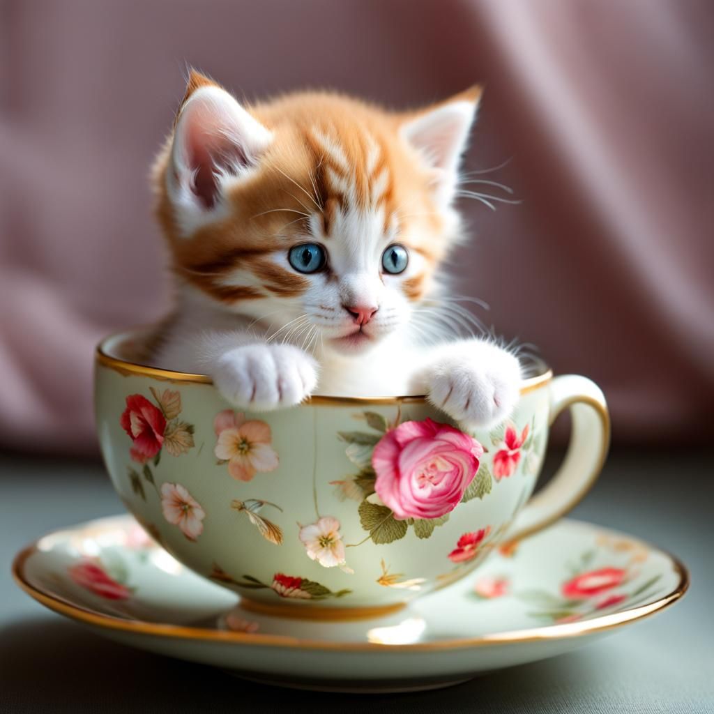 Kitten in Teacup: Art Gallery Photography
