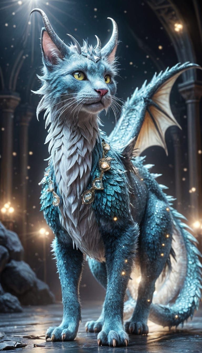 Ethereal Fantasy Cat Reveals Glowing Fur in High-Fashion Pos...