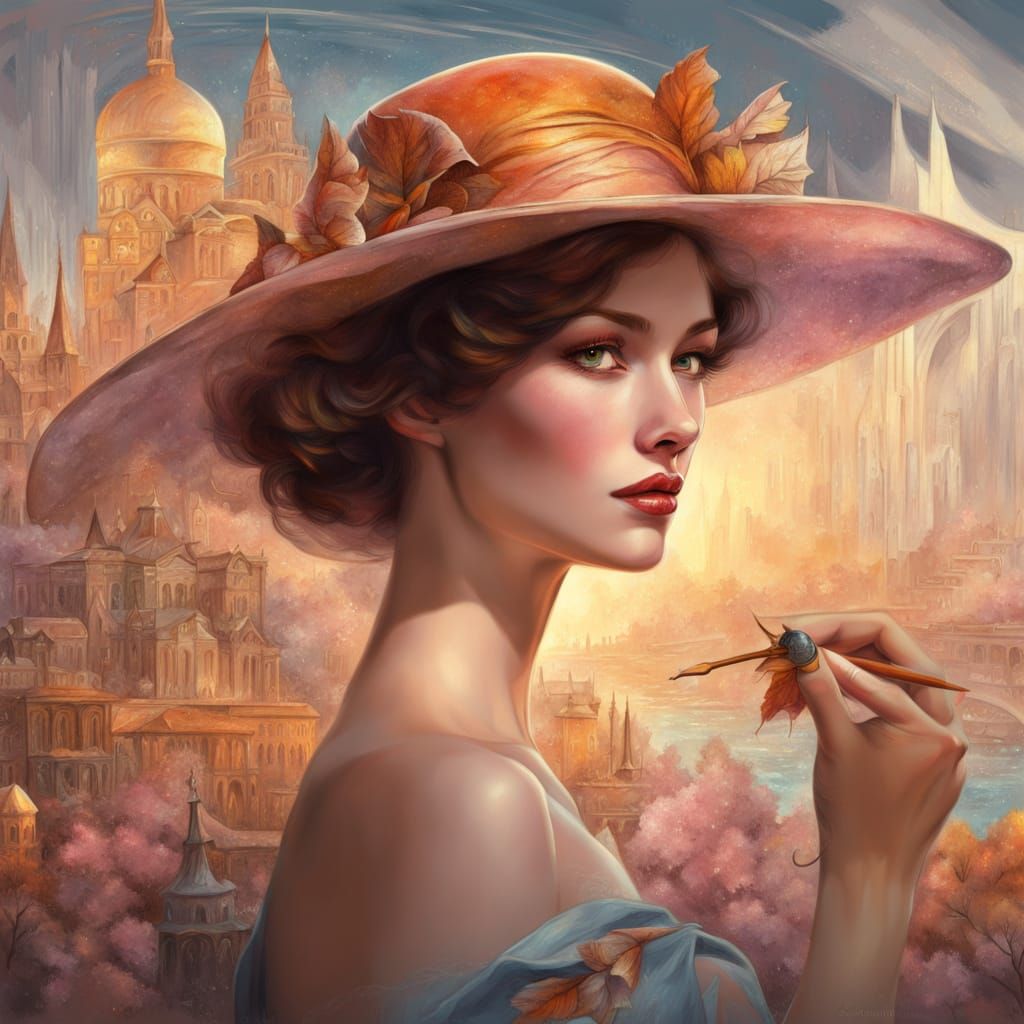 Mystical Eye Fox in Abstract Alcohol Ink Sketch Style