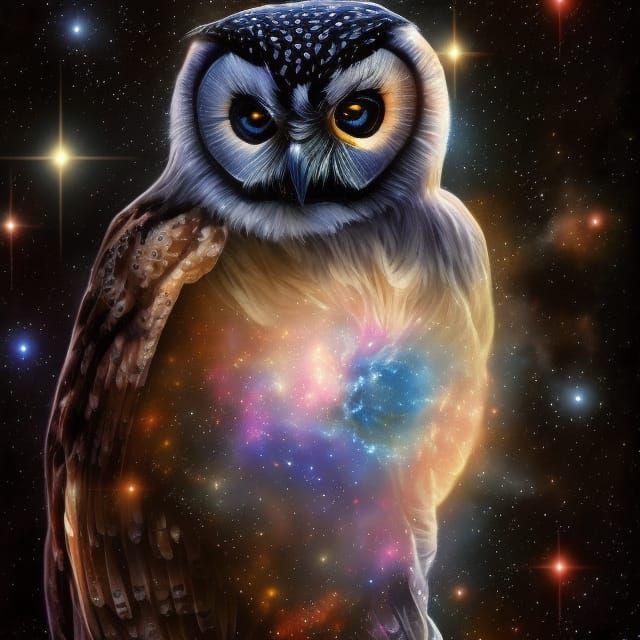 Cosmic Owl Constellation in Detailed Digital Art