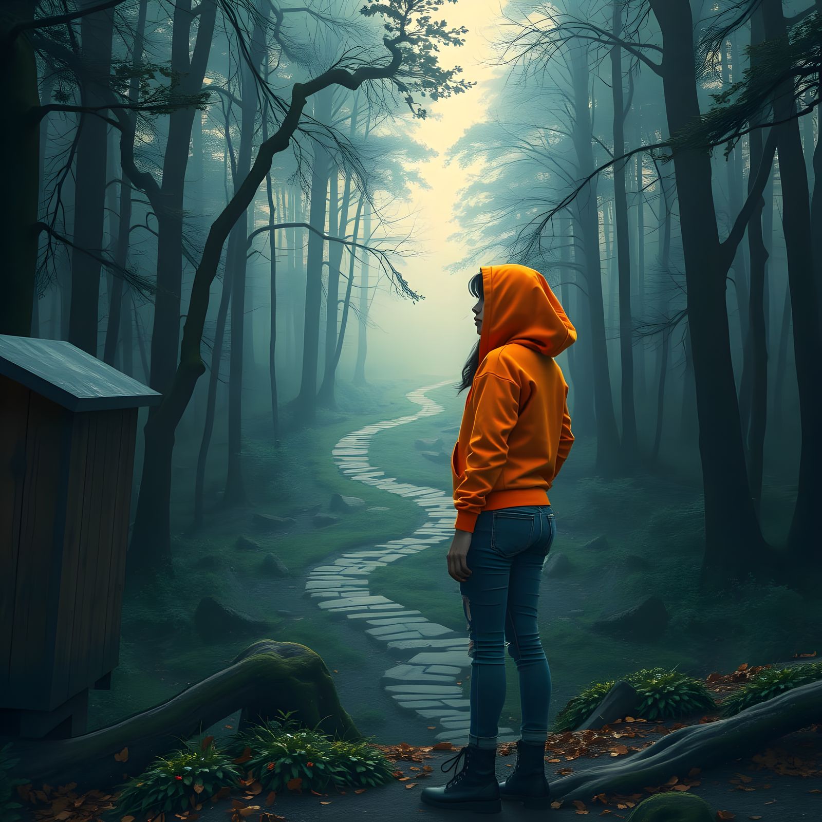 Enigmatic Futurist Becky on the Threshold of a New Journey