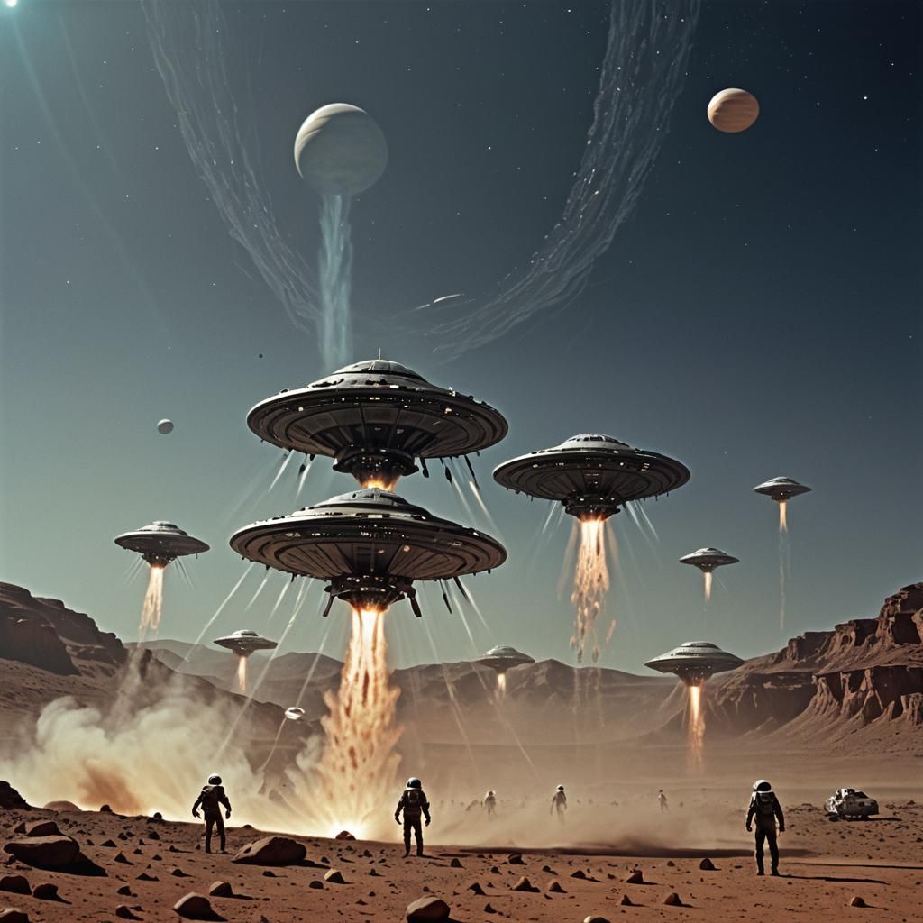 Dramatic First Contact: Aliens Emerging from Spacecraft