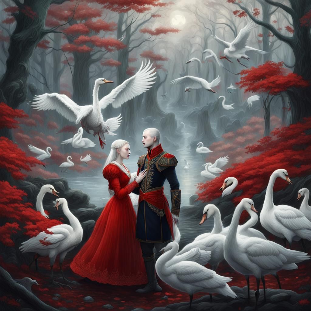 Albino Princess and Husband Dance in Forest