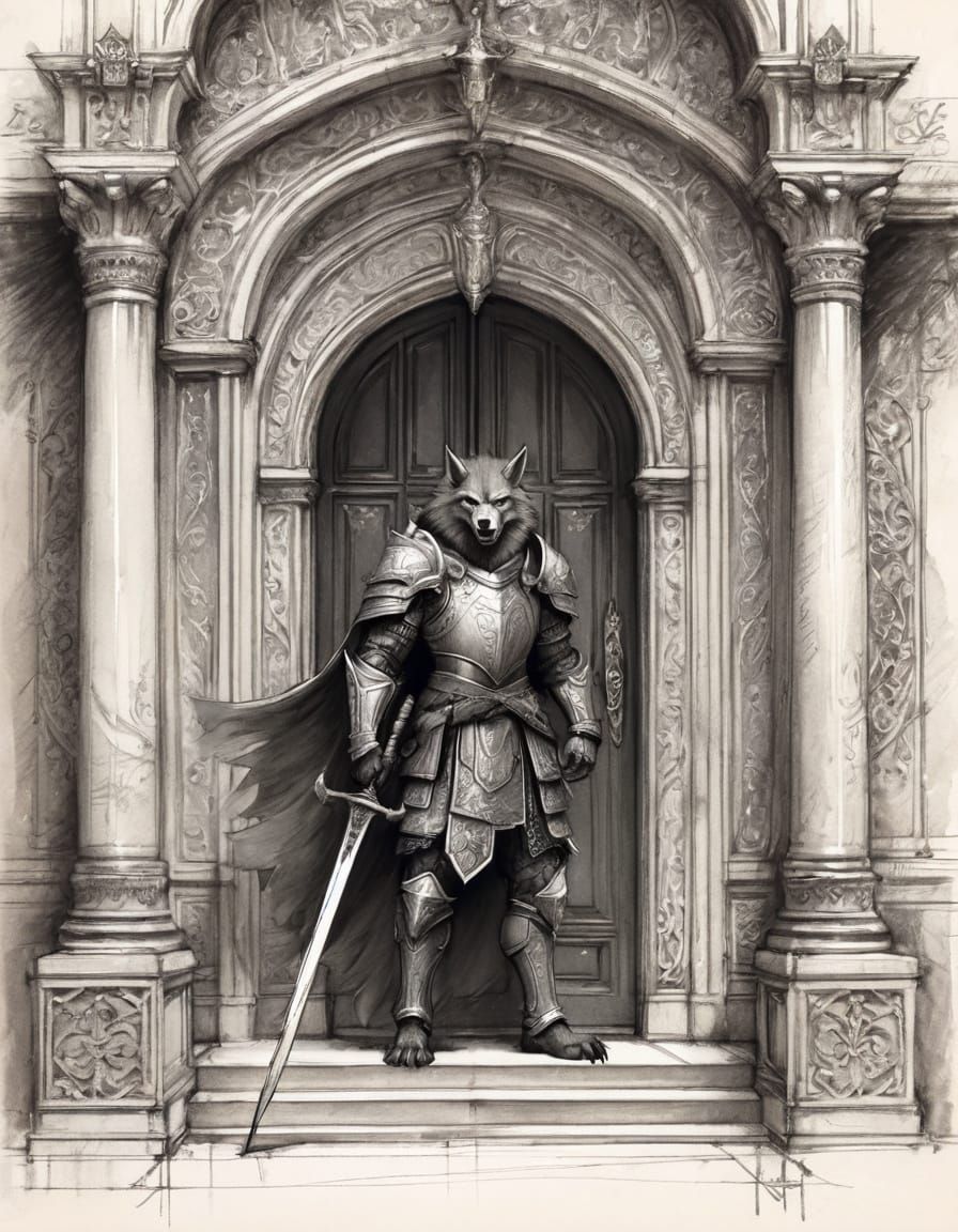 Werewolf Guard in Armor with Halberd