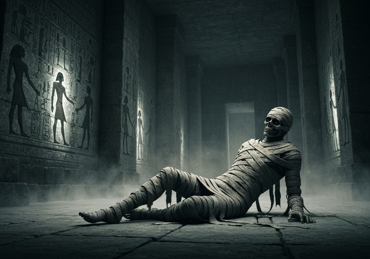 Ancient Mummy Awakens in Ethereal Tomb