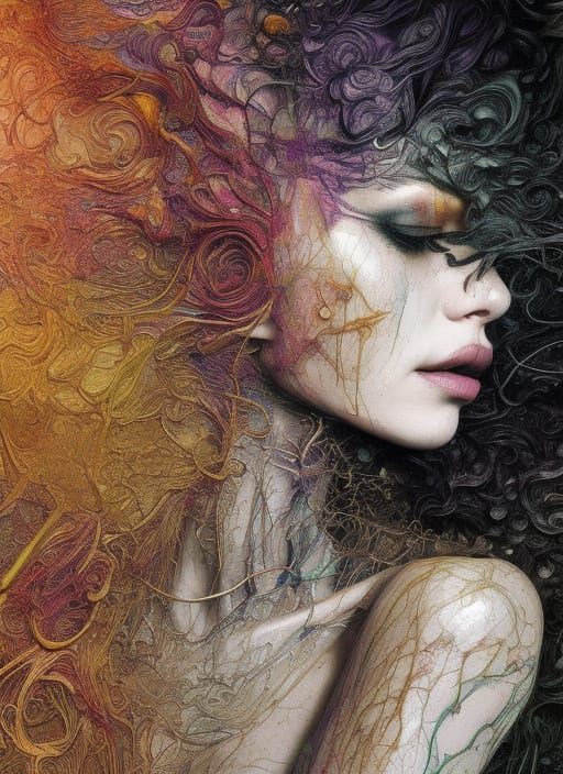 Smokey Raven-Human Fusion in Maximalist Style