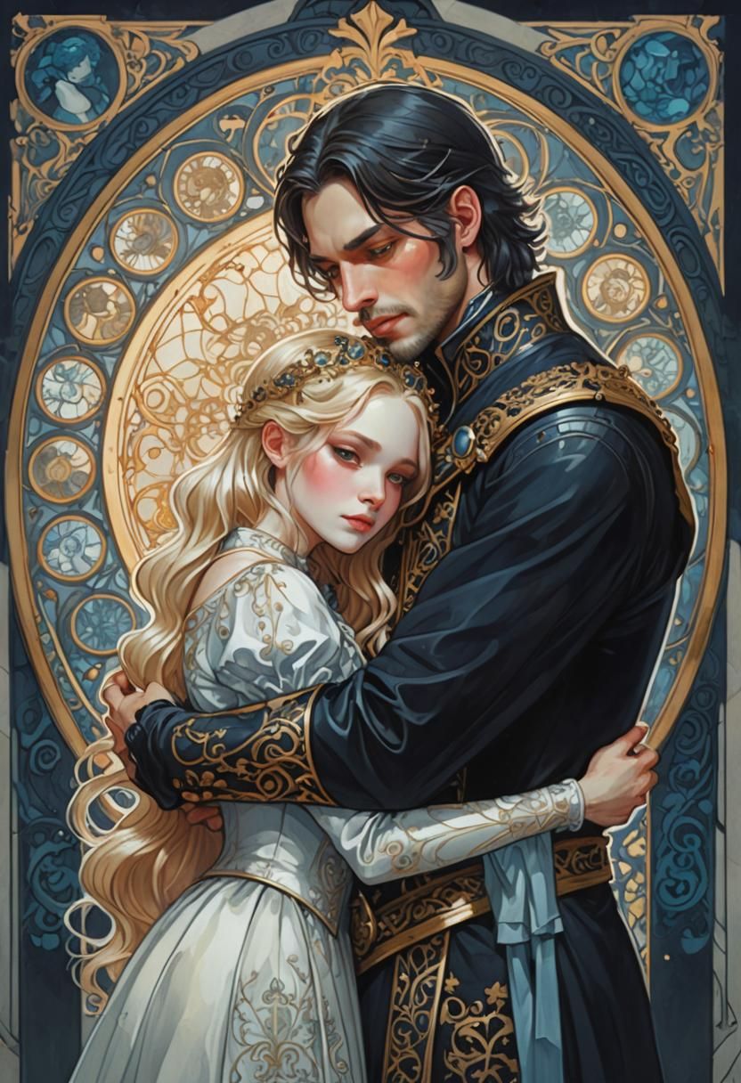 Gothic Romance: A Prince and Princess in Dark Storybook Hug