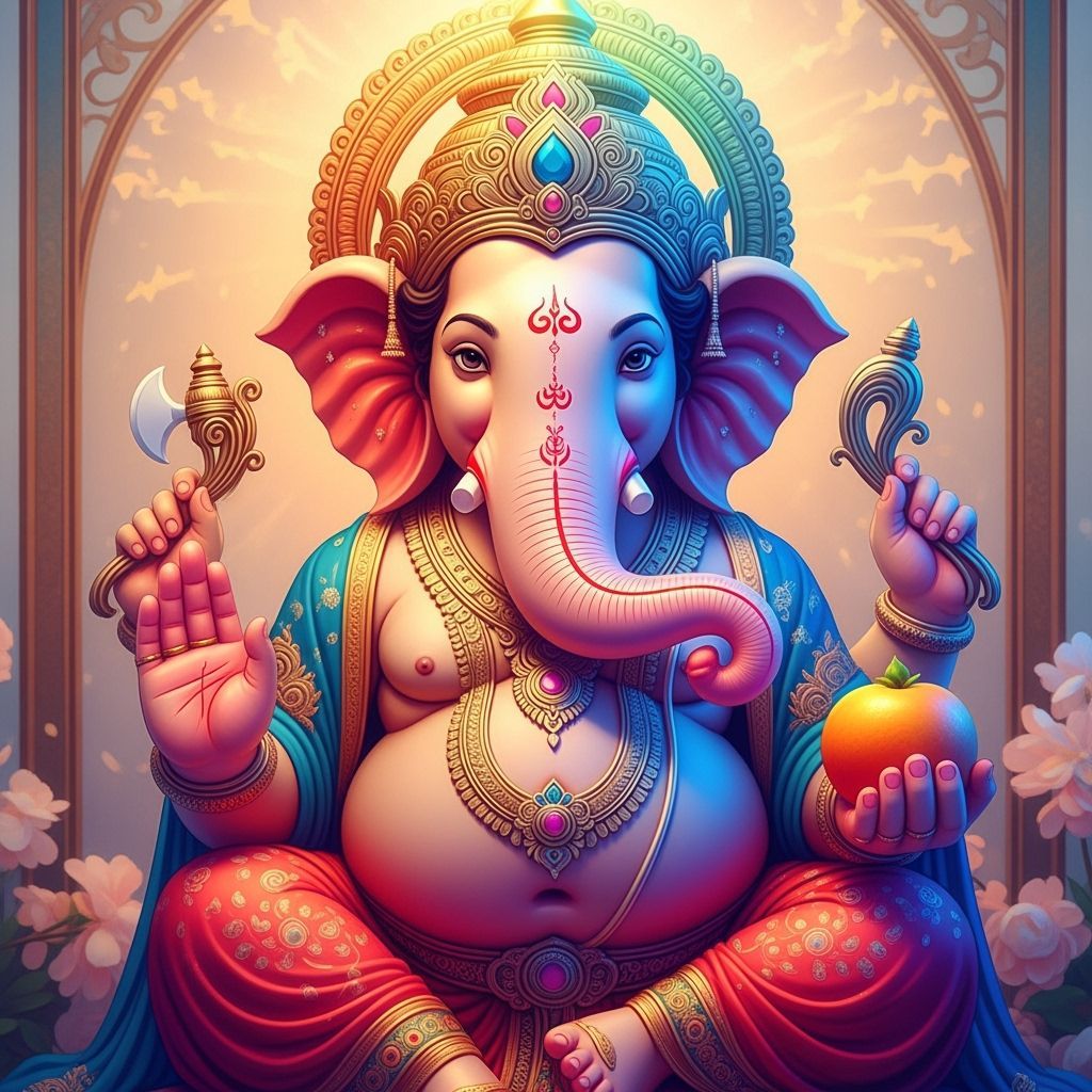 Ganesha in Rainbow Colors: Futuristic Concept Art