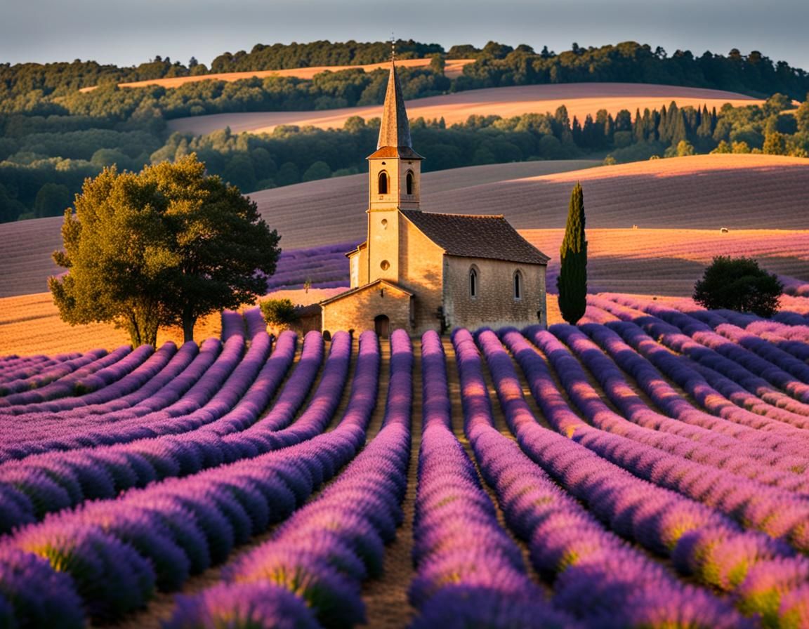 Lavender Fields at Magic Hour in Provence