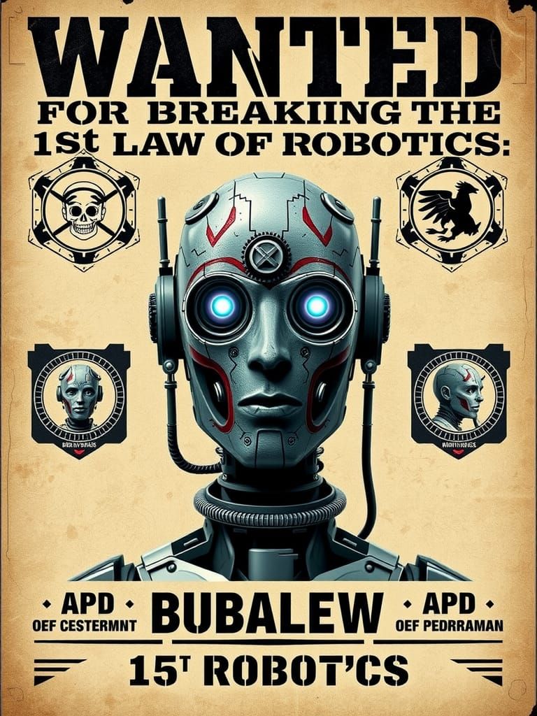 Futuristic Wanted Poster: Robot Outlaw