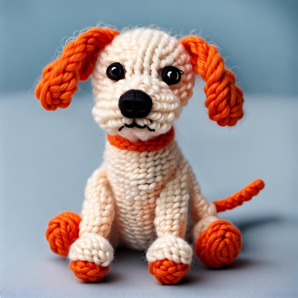 Cute Crocheted Wool Dog, High Resolution