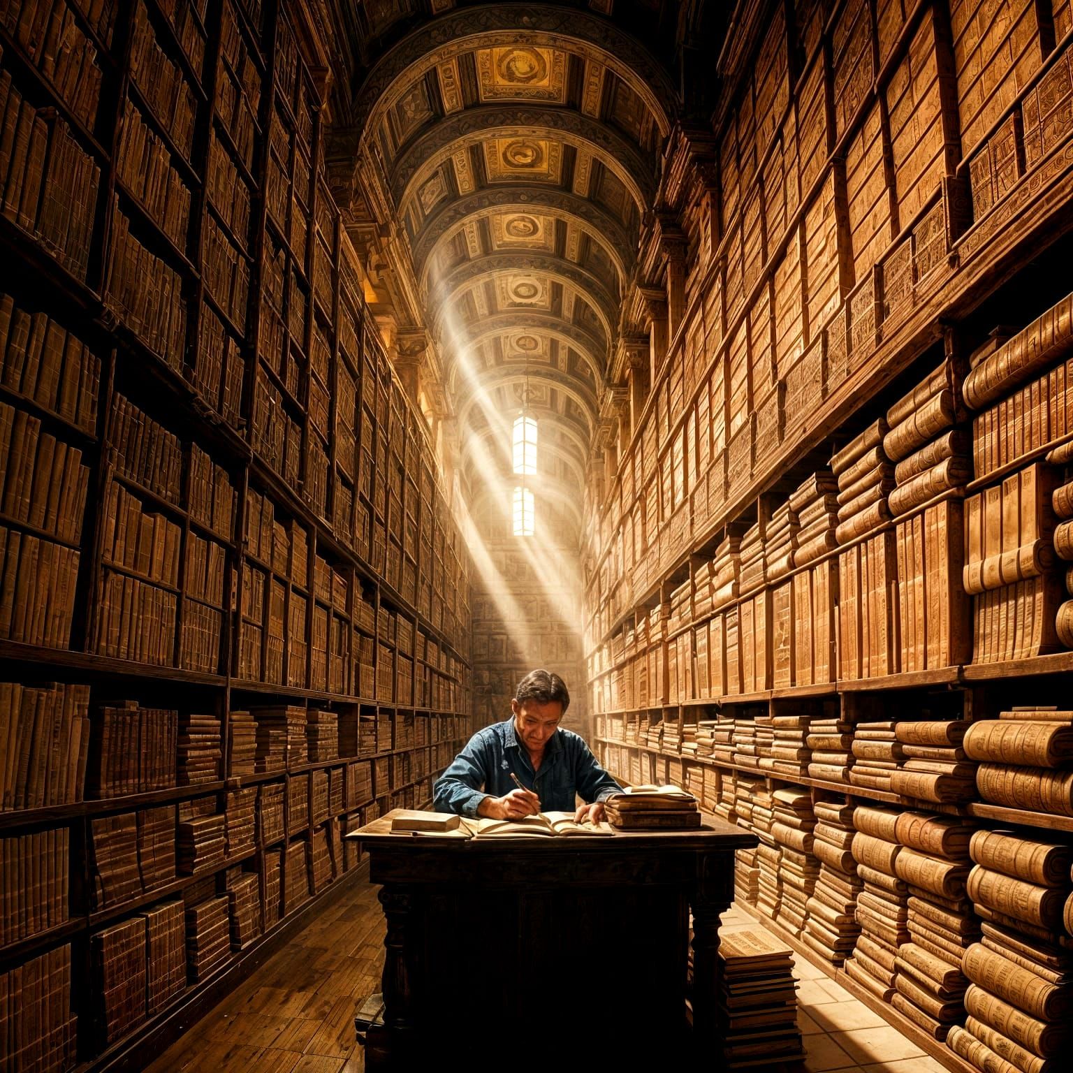 Ancient Library Reverence in Renaissance Style