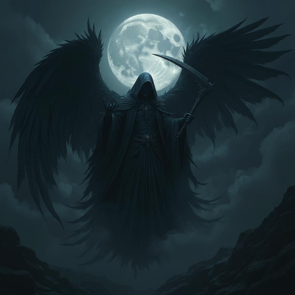 Angelic Grim Reaper in Azure, Digital Matte Painting