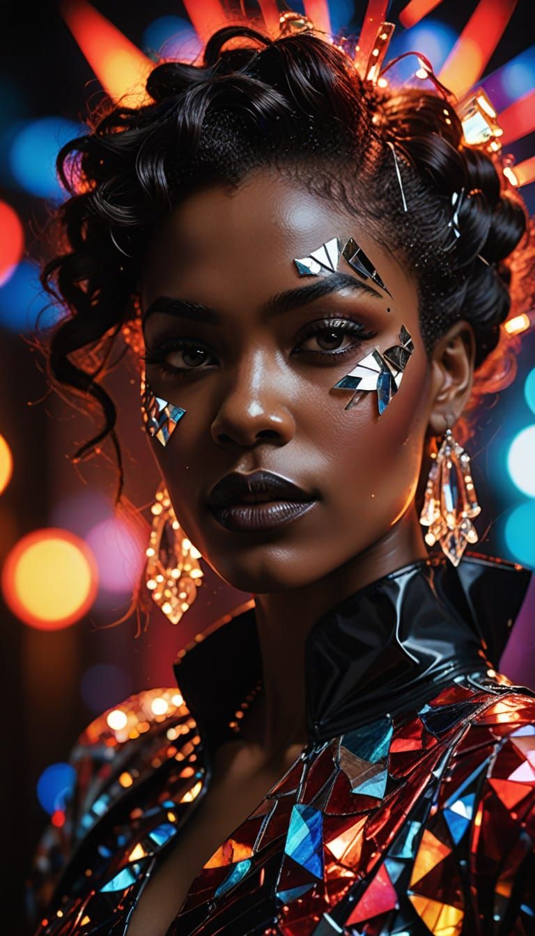 Baroque Pop Art Icon with Shattered Glass Mask