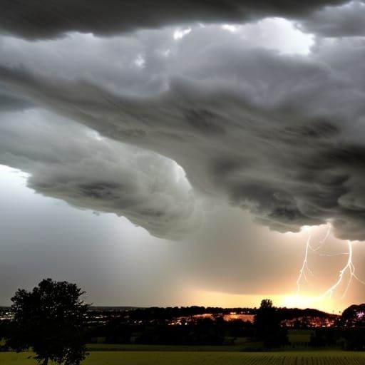 Epic Thunderstorm with Lightning, Dark Fantasy Art