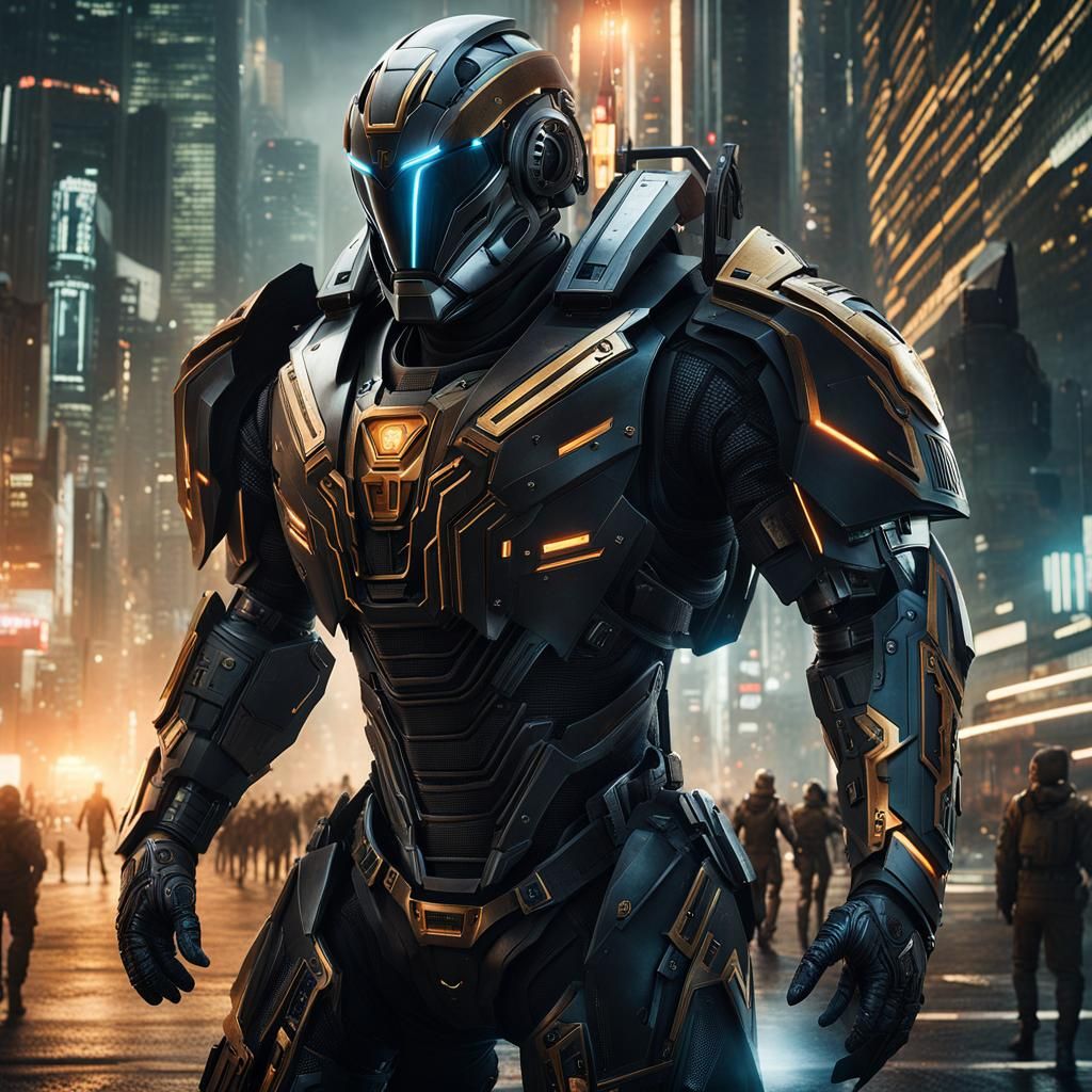 Hacker in Advanced Tech Armor Concept Art