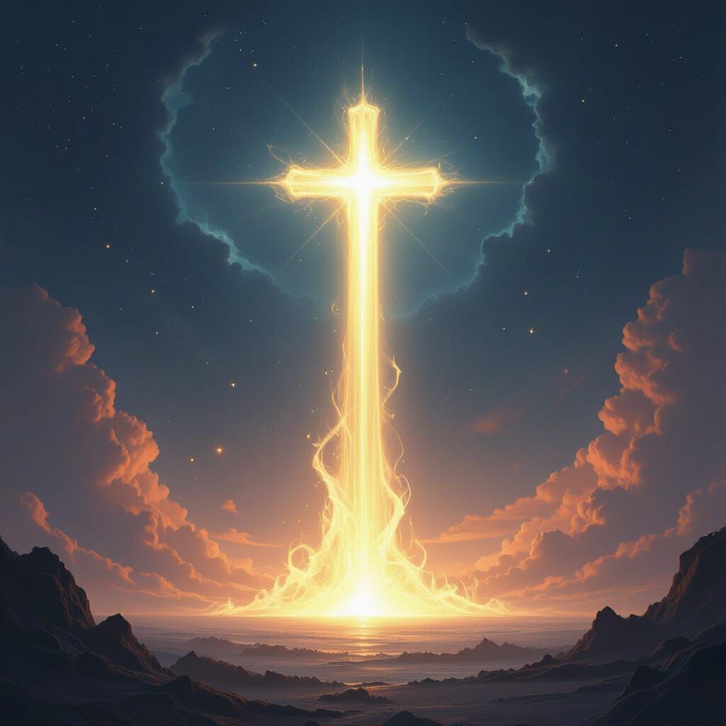 Ethereal Spirit Projecting Light Beam Over Forming Earth