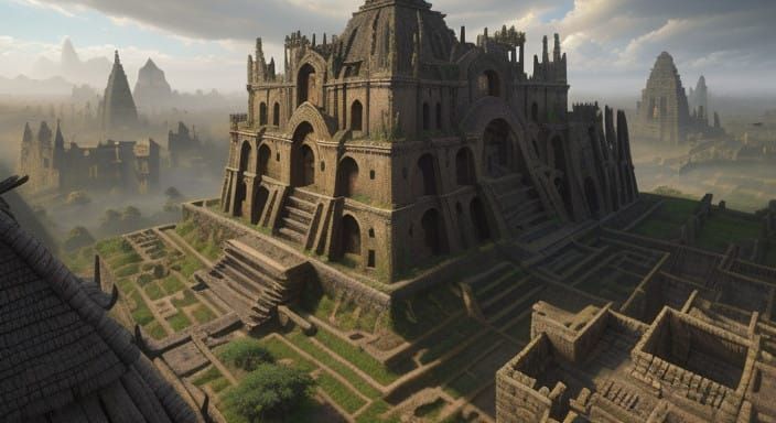 Ancient, Advanced Neolithic Civilization vista in Vibrant La...