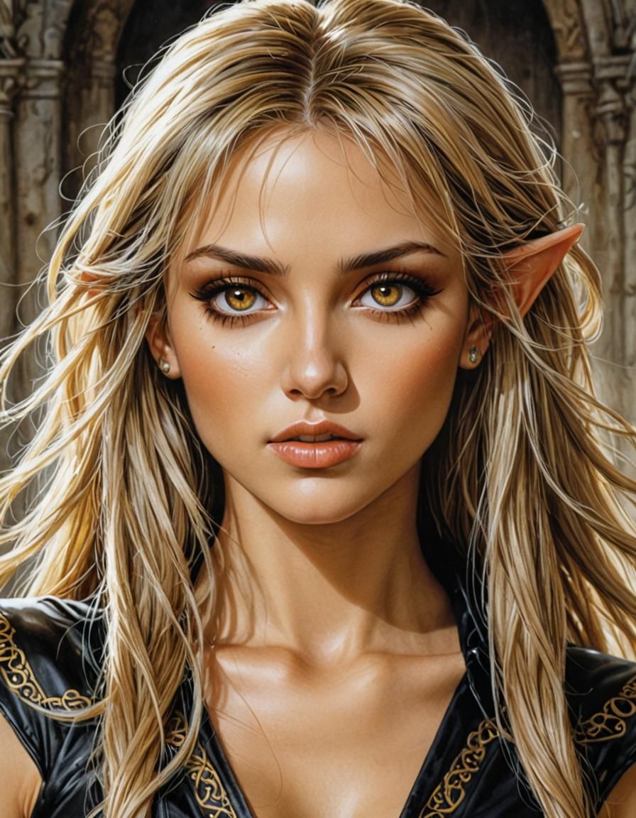 Tan Elf Assassin in Fantasy Art Style