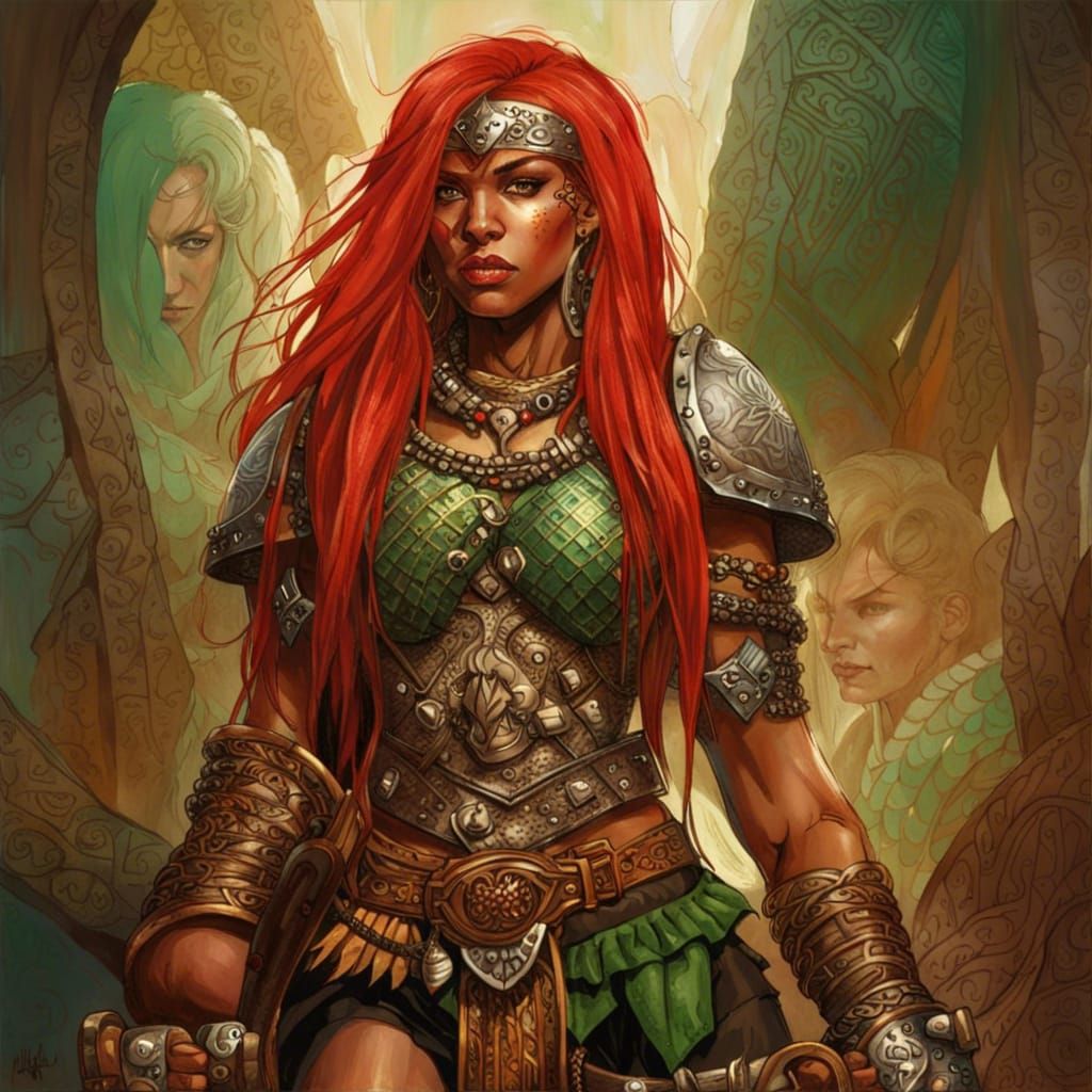 Female Zulu Dwarven Barbarian Portrait