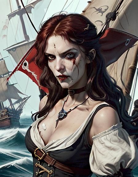 Vampirate: Pirate Vampire in Charcoal Drawing