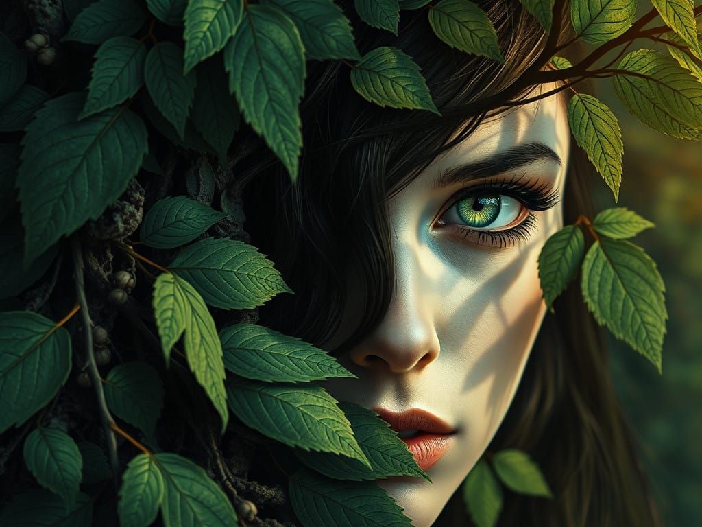 Women with Intricately Detailed Hair and Eyes, Rendered in P...