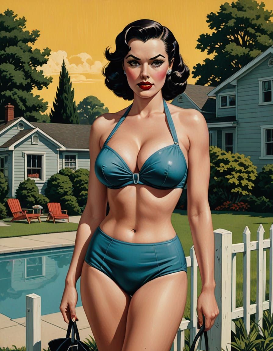 1950s Suburban Gothic Pin-Up Woman