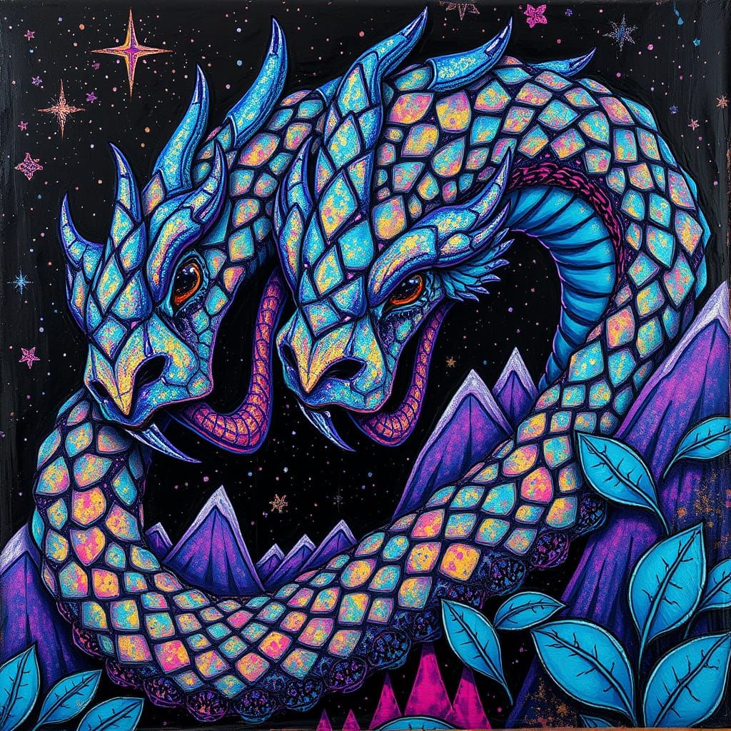 Psychedelic Hydra in Ayahuasca-Inspired Art