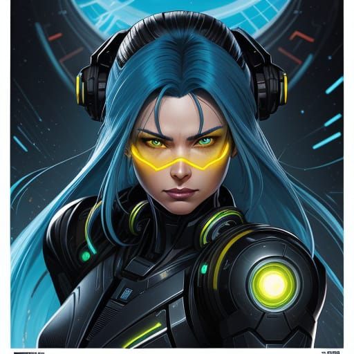 Android Soldier with Glowing Eye in Comic Book Style